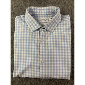 Mizzen + Main Mens Long Sleeve Button Up Shirt Size XL Blue/White